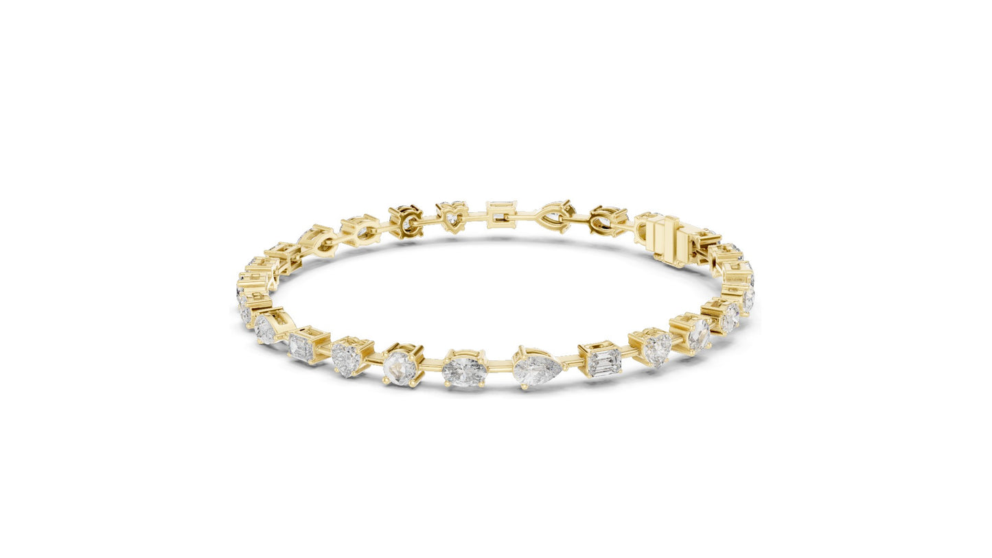 3.99 CT Lab Diamond Multi-Cut Tennis Bracelet | Round, Oval, Emerald Cuts | 10KT, 14KT, 18KT Gold & 925 Silver | Moissanite Options | Rose, Yellow, White Gold | Luxury Fine Jewelry