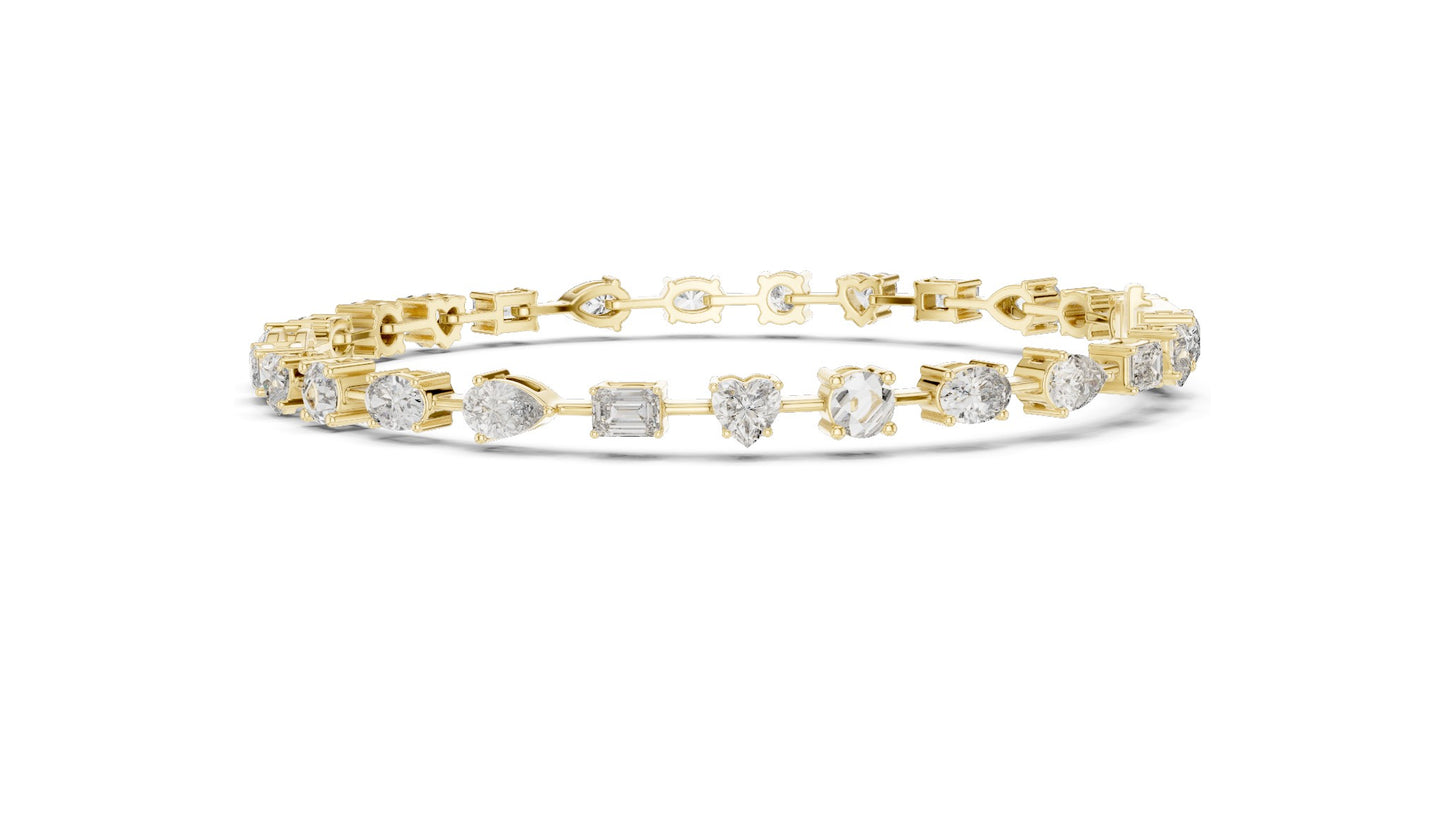 3.99 CT Lab Diamond Multi-Cut Tennis Bracelet | Round, Oval, Emerald Cuts | 10KT, 14KT, 18KT Gold & 925 Silver | Moissanite Options | Rose, Yellow, White Gold | Luxury Fine Jewelry