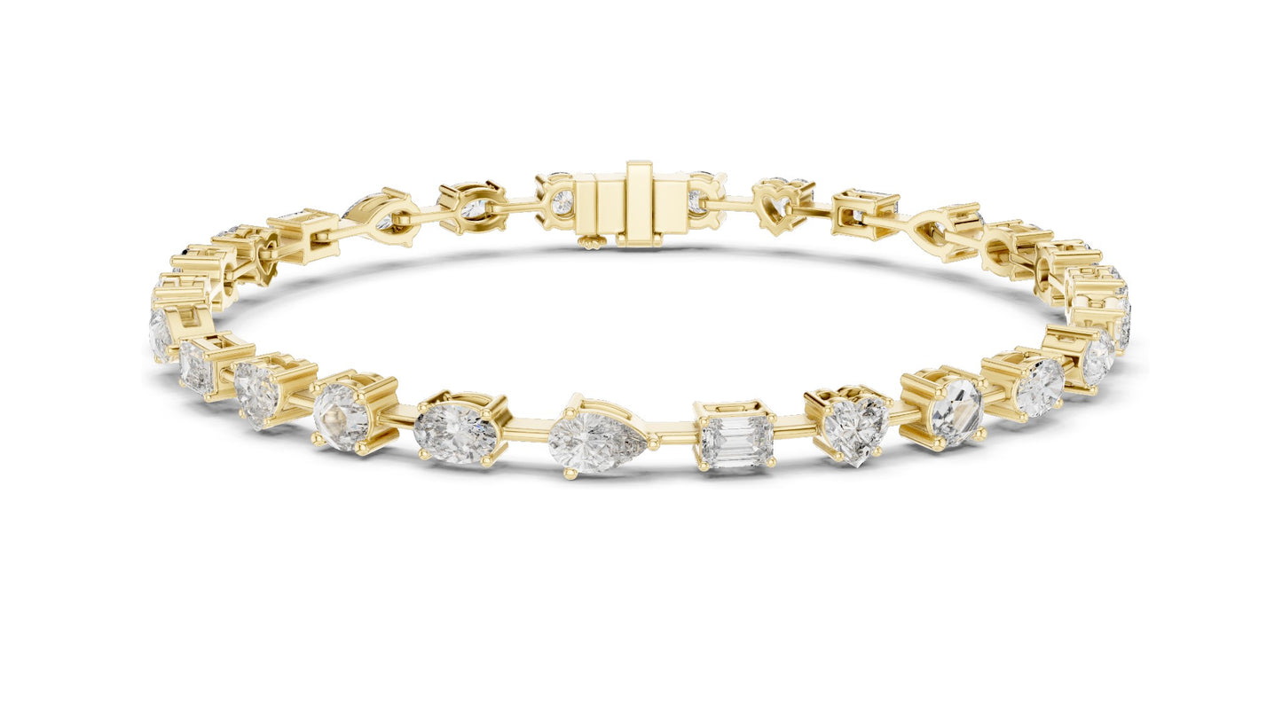 3.99 CT Lab Diamond Multi-Cut Tennis Bracelet | Round, Oval, Emerald Cuts | 10KT, 14KT, 18KT Gold & 925 Silver | Moissanite Options | Rose, Yellow, White Gold | Luxury Fine Jewelry