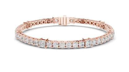 6.62 CT Lab Diamond Tennis Bracelet | Round & Square Cut Diamonds | 10KT, 14KT, 18KT Gold & 925 Silver | Moissanite Options | Rose, Yellow, White Gold | Luxury Fine Jewelry