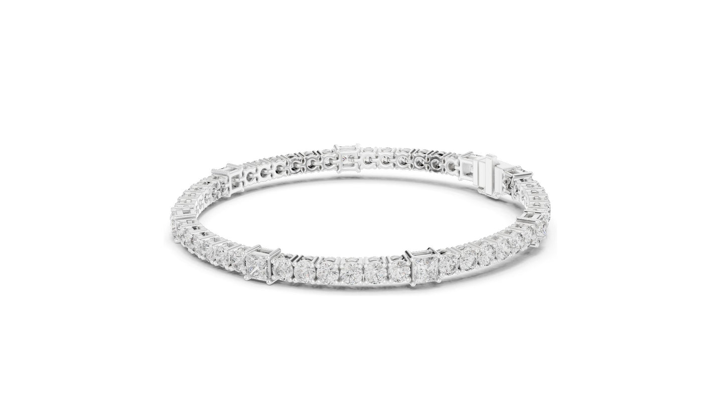 6.62 CT Lab Diamond Tennis Bracelet | Round & Square Cut Diamonds | 10KT, 14KT, 18KT Gold & 925 Silver | Moissanite Options | Rose, Yellow, White Gold | Luxury Fine Jewelry