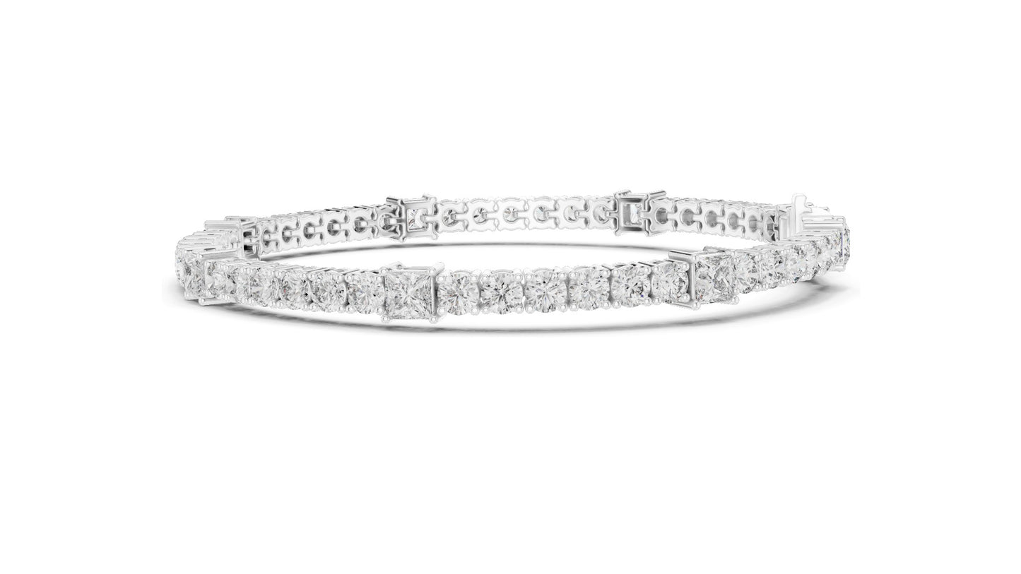 6.62 CT Lab Diamond Tennis Bracelet | Round & Square Cut Diamonds | 10KT, 14KT, 18KT Gold & 925 Silver | Moissanite Options | Rose, Yellow, White Gold | Luxury Fine Jewelry