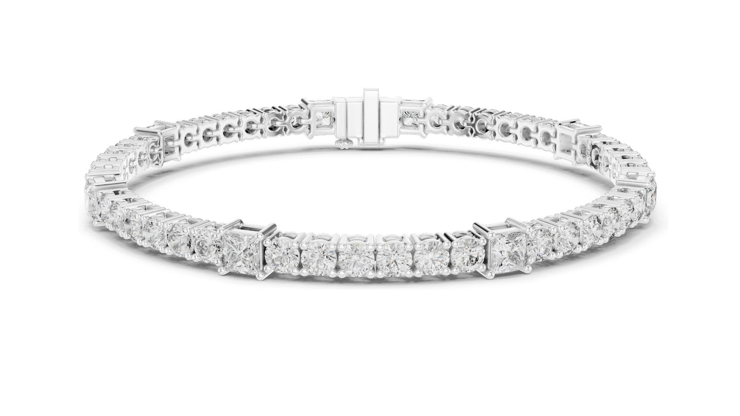 6.62 CT Lab Diamond Tennis Bracelet | Round & Square Cut Diamonds | 10KT, 14KT, 18KT Gold & 925 Silver | Moissanite Options | Rose, Yellow, White Gold | Luxury Fine Jewelry