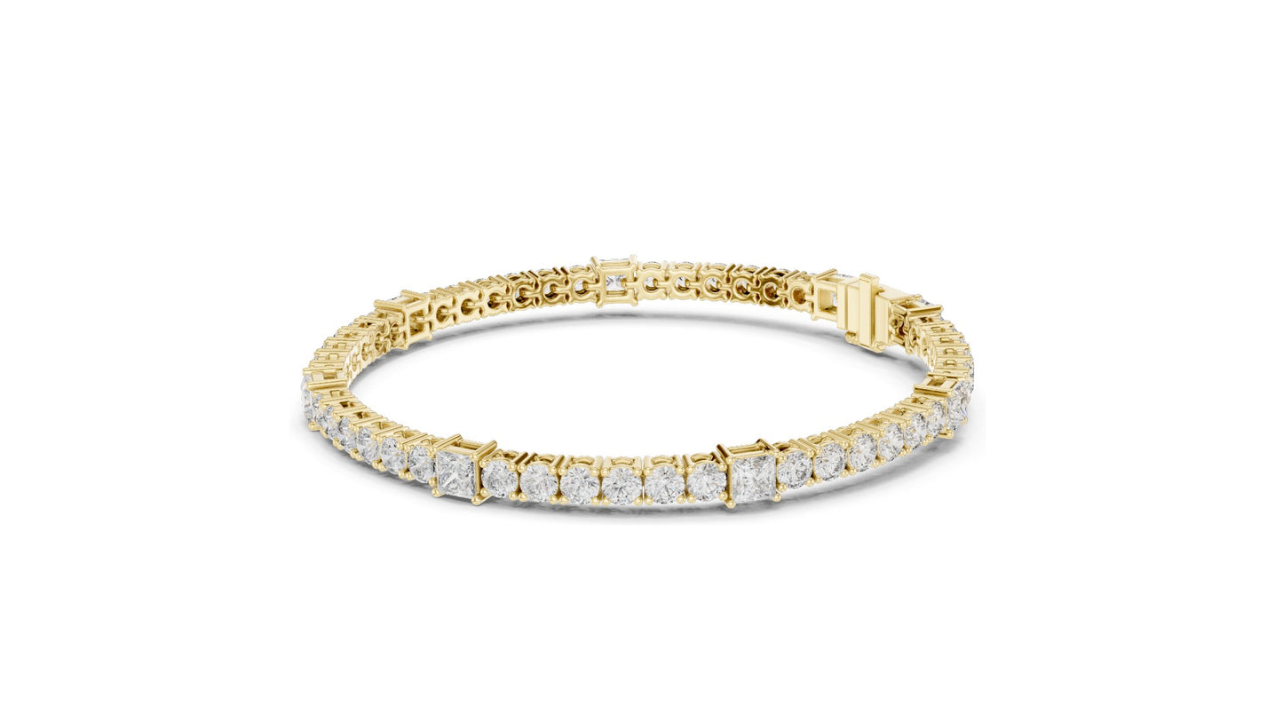 6.62 CT Lab Diamond Tennis Bracelet | Round & Square Cut Diamonds | 10KT, 14KT, 18KT Gold & 925 Silver | Moissanite Options | Rose, Yellow, White Gold | Luxury Fine Jewelry