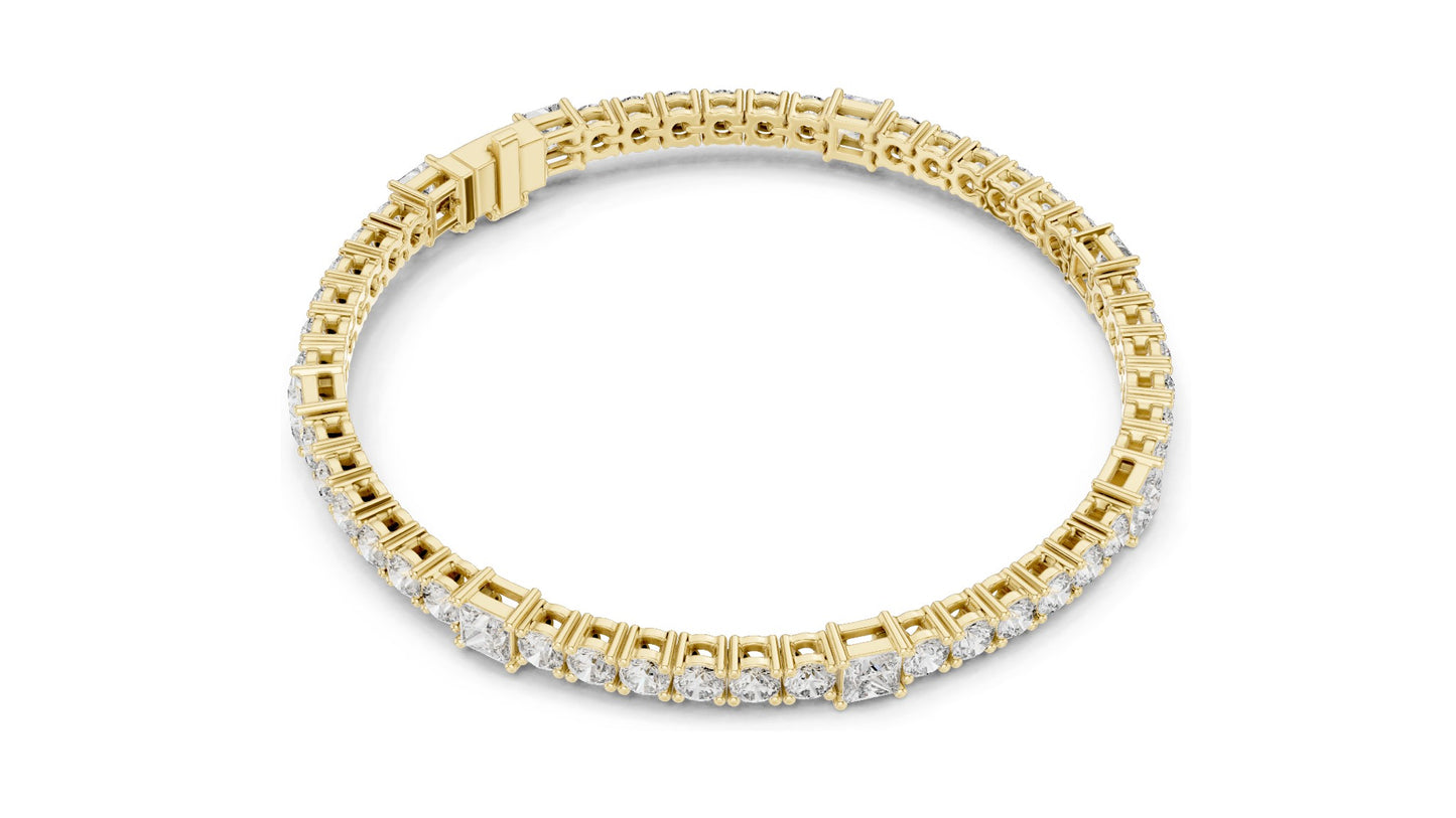 6.62 CT Lab Diamond Tennis Bracelet | Round & Square Cut Diamonds | 10KT, 14KT, 18KT Gold & 925 Silver | Moissanite Options | Rose, Yellow, White Gold | Luxury Fine Jewelry