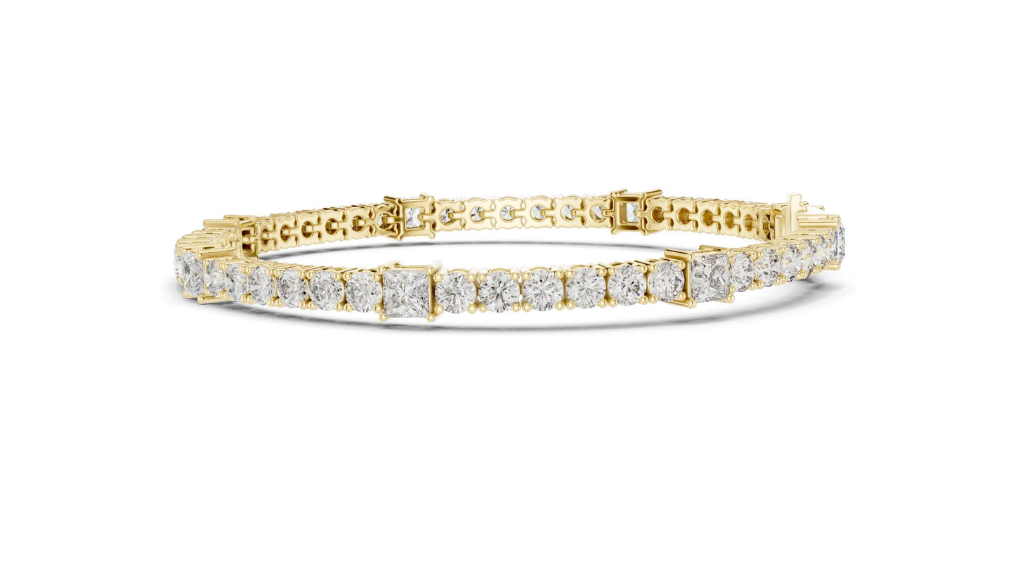 6.62 CT Lab Diamond Tennis Bracelet | Round & Square Cut Diamonds | 10KT, 14KT, 18KT Gold & 925 Silver | Moissanite Options | Rose, Yellow, White Gold | Luxury Fine Jewelry