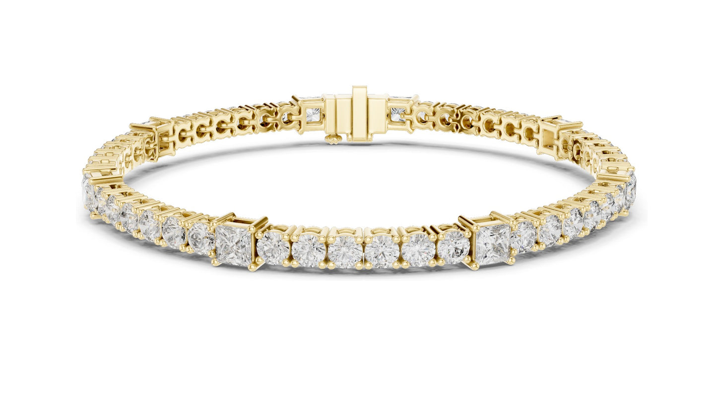 6.62 CT Lab Diamond Tennis Bracelet | Round & Square Cut Diamonds | 10KT, 14KT, 18KT Gold & 925 Silver | Moissanite Options | Rose, Yellow, White Gold | Luxury Fine Jewelry