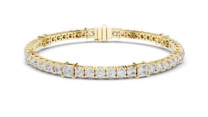 6.62 CT Lab Diamond Tennis Bracelet | Round & Square Cut Diamonds | 10KT, 14KT, 18KT Gold & 925 Silver | Moissanite Options | Rose, Yellow, White Gold | Luxury Fine Jewelry