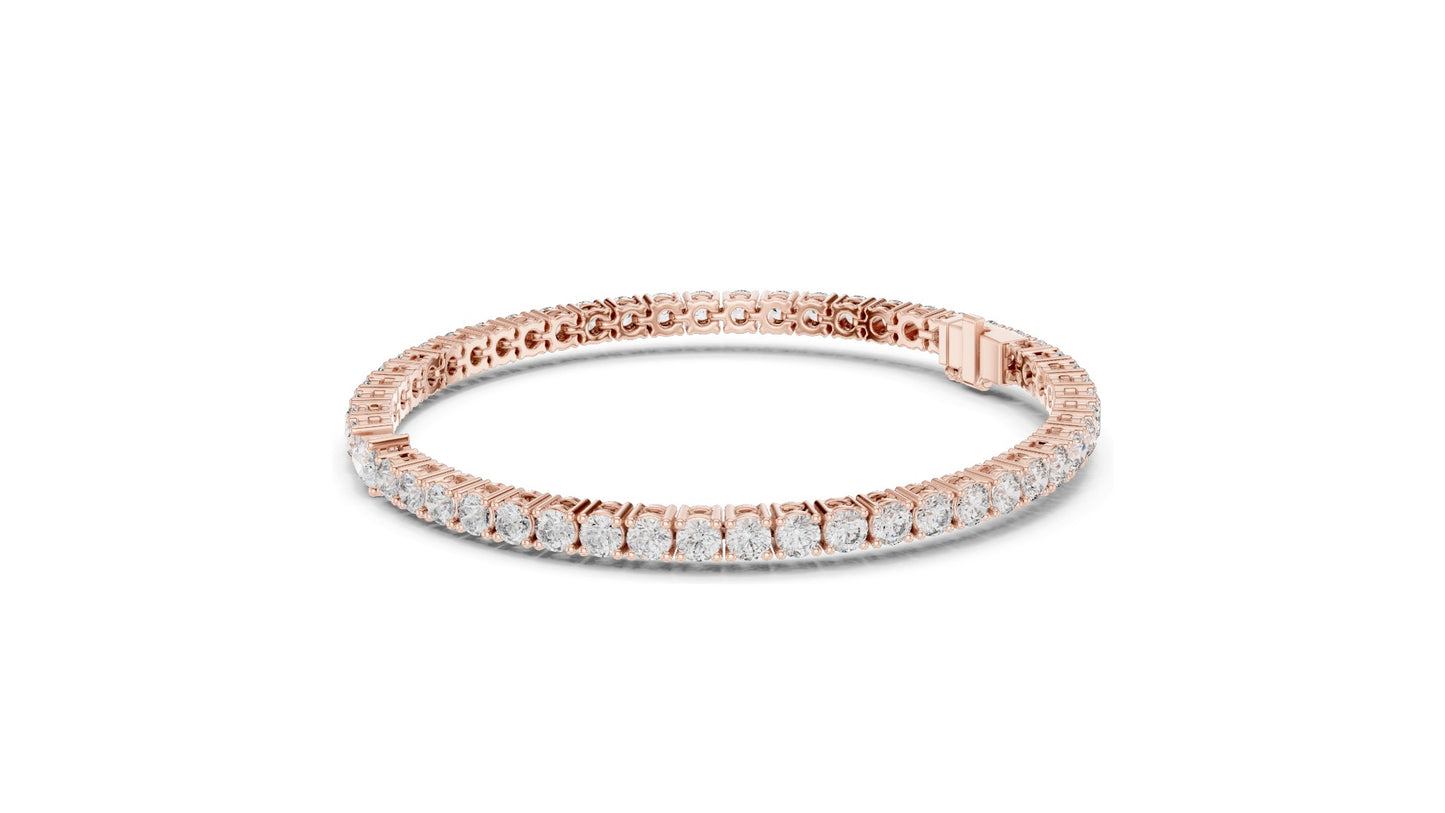 5.75 CT Lab Diamond Tennis Bracelet with Pear Cut Center | Round Brilliant & Pear Cut | 10KT, 14KT, 18KT Gold & 925 Silver | Rose, Yellow, White Gold | Luxury Fine Jewelry