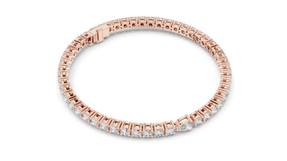 5.75 CT Lab Diamond Tennis Bracelet with Pear Cut Center | Round Brilliant & Pear Cut | 10KT, 14KT, 18KT Gold & 925 Silver | Rose, Yellow, White Gold | Luxury Fine Jewelry