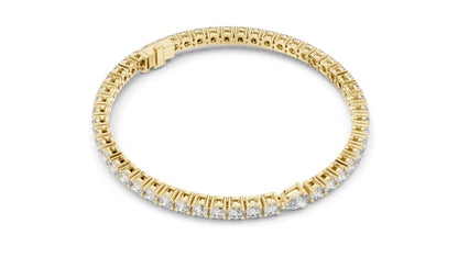 5.75 CT Lab Diamond Tennis Bracelet with Pear Cut Center | Round Brilliant & Pear Cut | 10KT, 14KT, 18KT Gold & 925 Silver | Rose, Yellow, White Gold | Luxury Fine Jewelry