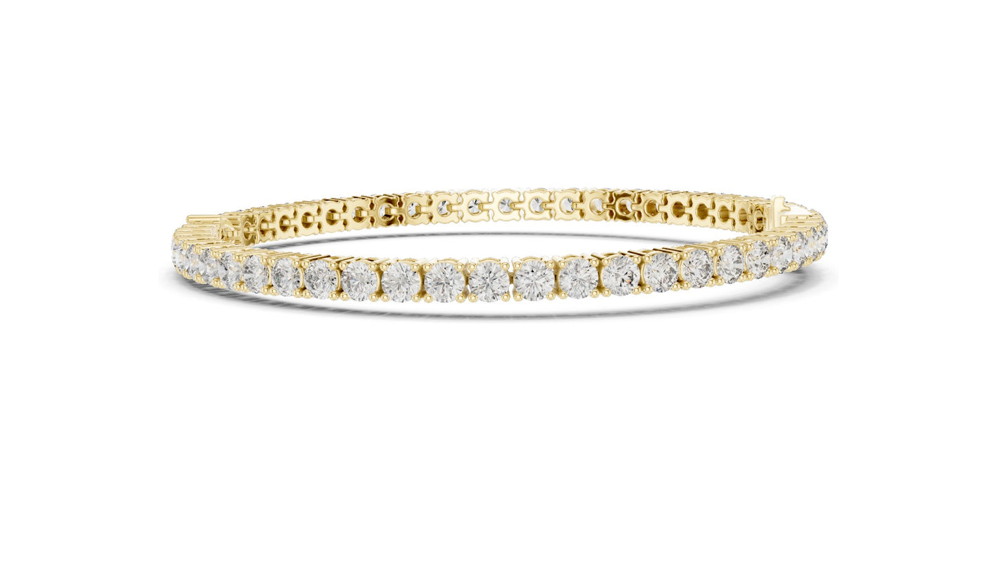 5.75 CT Lab Diamond Tennis Bracelet with Pear Cut Center | Round Brilliant & Pear Cut | 10KT, 14KT, 18KT Gold & 925 Silver | Rose, Yellow, White Gold | Luxury Fine Jewelry