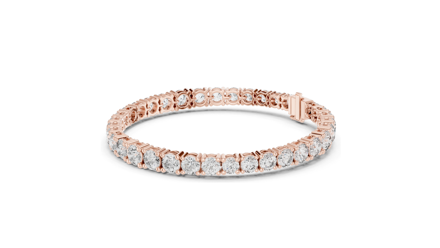 13.198 CT Lab Diamond Tennis Bracelet | Round Brilliant Cut | 18KT, 14KT, 10KT Gold & 925 Silver | Rose, Yellow, White Gold Options | Luxury Fine Jewelry