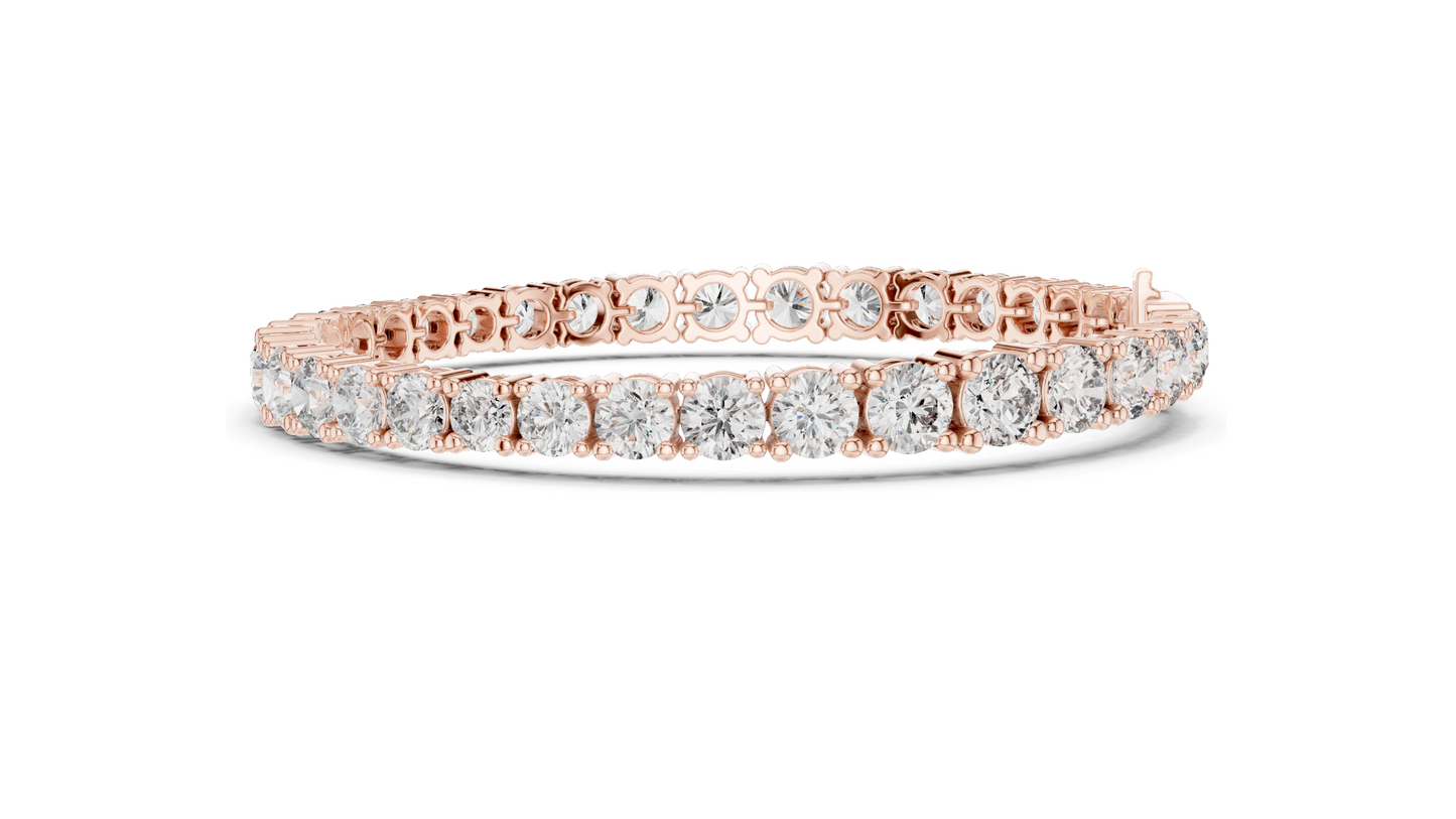 13.198 CT Lab Diamond Tennis Bracelet | Round Brilliant Cut | 18KT, 14KT, 10KT Gold & 925 Silver | Rose, Yellow, White Gold Options | Luxury Fine Jewelry