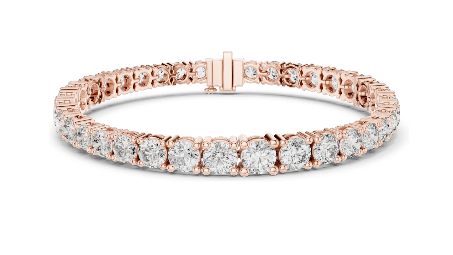 13.198 CT Lab Diamond Tennis Bracelet | Round Brilliant Cut | 18KT, 14KT, 10KT Gold & 925 Silver | Rose, Yellow, White Gold Options | Luxury Fine Jewelry