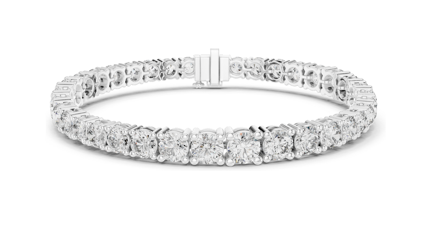 13.198 CT Lab Diamond Tennis Bracelet | Round Brilliant Cut | 18KT, 14KT, 10KT Gold & 925 Silver | Rose, Yellow, White Gold Options | Luxury Fine Jewelry