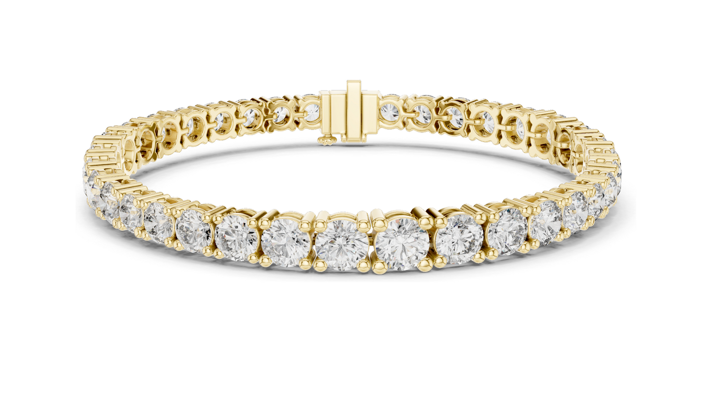13.198 CT Lab Diamond Tennis Bracelet | Round Brilliant Cut | 18KT, 14KT, 10KT Gold & 925 Silver | Rose, Yellow, White Gold Options | Luxury Fine Jewelry