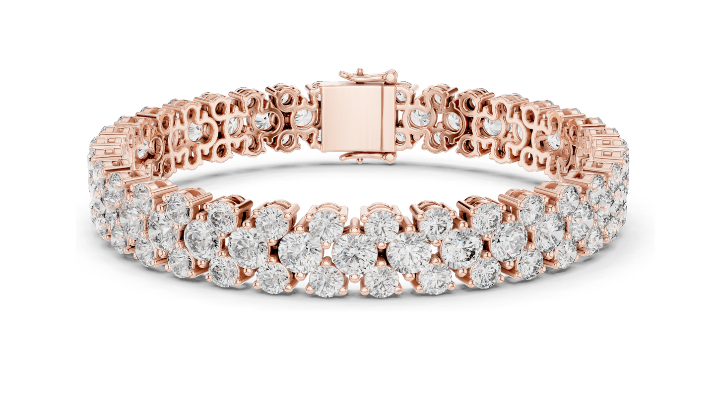 17.38 CT Lab Grown Diamond Tennis Bracelet | VVS-VS EF Color | 18KT, 14KT, 10KT Gold & 925 Silver | Rose, Yellow, White Gold Options | Luxury Fine Jewelry