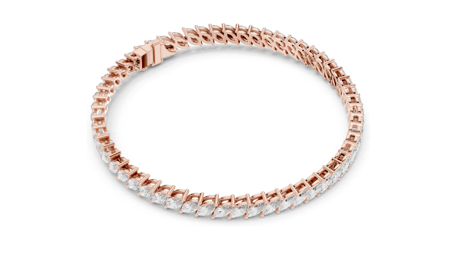 8.4 CT Lab-Grown VVS-VS EF CVD Diamond Tennis Bracelet | Marquise Cut | 18KT, 14KT, 10KT Gold & 925 Silver | Rose, Yellow, White Gold Options | Luxury Fine Jewelry