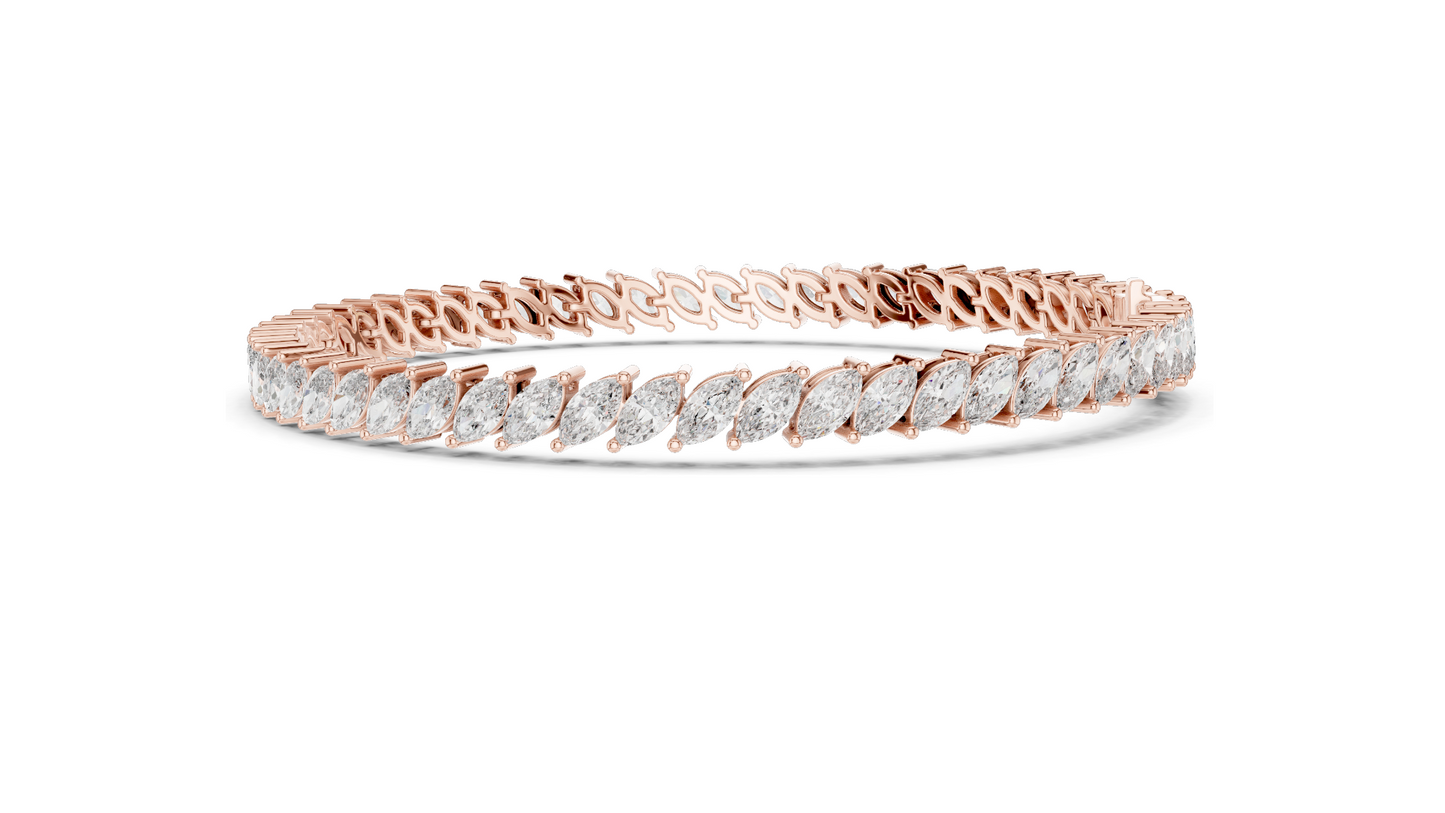 8.4 CT Lab-Grown VVS-VS EF CVD Diamond Tennis Bracelet | Marquise Cut | 18KT, 14KT, 10KT Gold & 925 Silver | Rose, Yellow, White Gold Options | Luxury Fine Jewelry