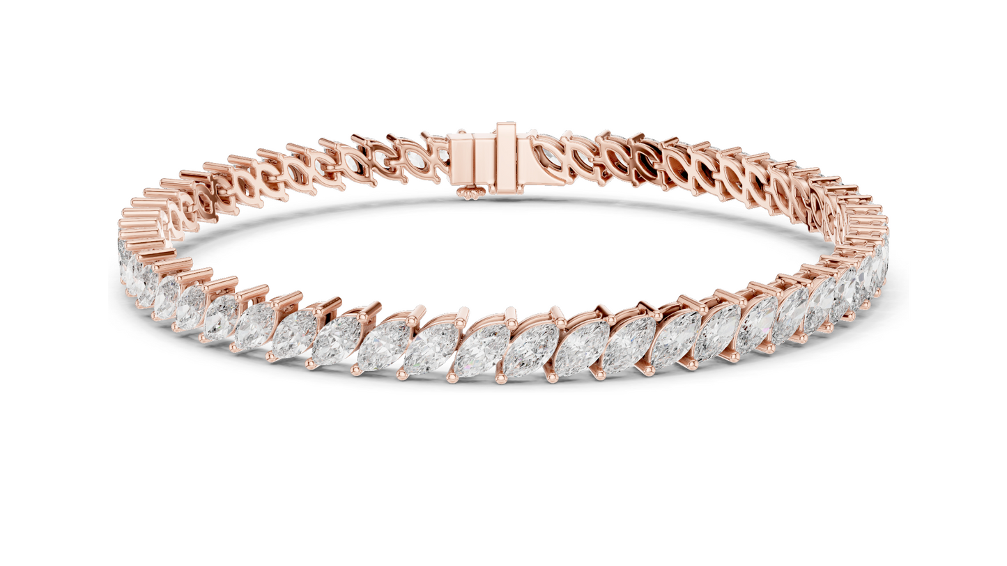 8.4 CT Lab-Grown VVS-VS EF CVD Diamond Tennis Bracelet | Marquise Cut | 18KT, 14KT, 10KT Gold & 925 Silver | Rose, Yellow, White Gold Options | Luxury Fine Jewelry