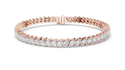 8.4 CT Lab-Grown VVS-VS EF CVD Diamond Tennis Bracelet | Marquise Cut | 18KT, 14KT, 10KT Gold & 925 Silver | Rose, Yellow, White Gold Options | Luxury Fine Jewelry
