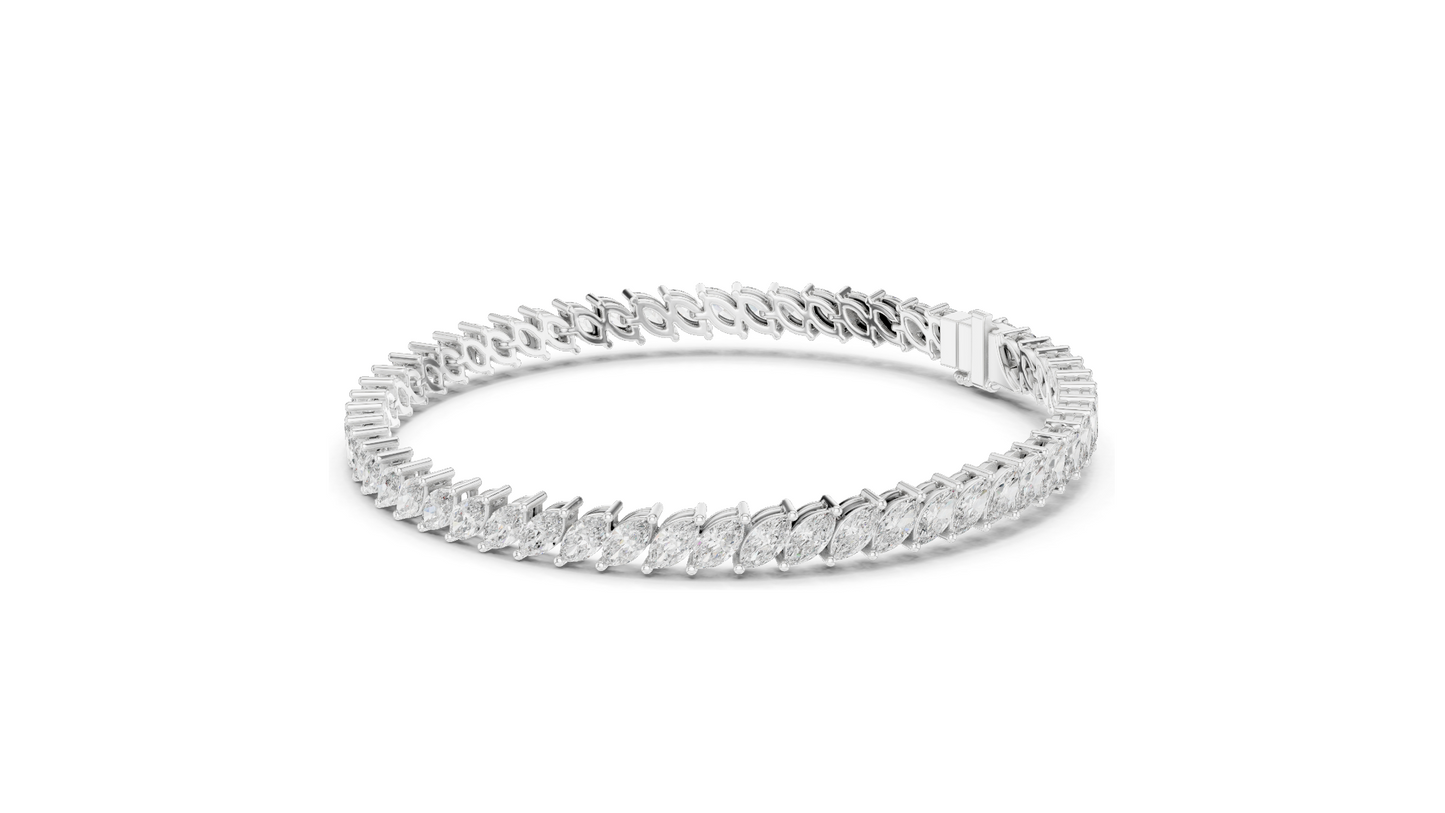 8.4 CT Lab-Grown VVS-VS EF CVD Diamond Tennis Bracelet | Marquise Cut | 18KT, 14KT, 10KT Gold & 925 Silver | Rose, Yellow, White Gold Options | Luxury Fine Jewelry