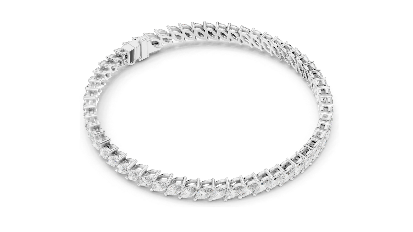 8.4 CT Lab-Grown VVS-VS EF CVD Diamond Tennis Bracelet | Marquise Cut | 18KT, 14KT, 10KT Gold & 925 Silver | Rose, Yellow, White Gold Options | Luxury Fine Jewelry