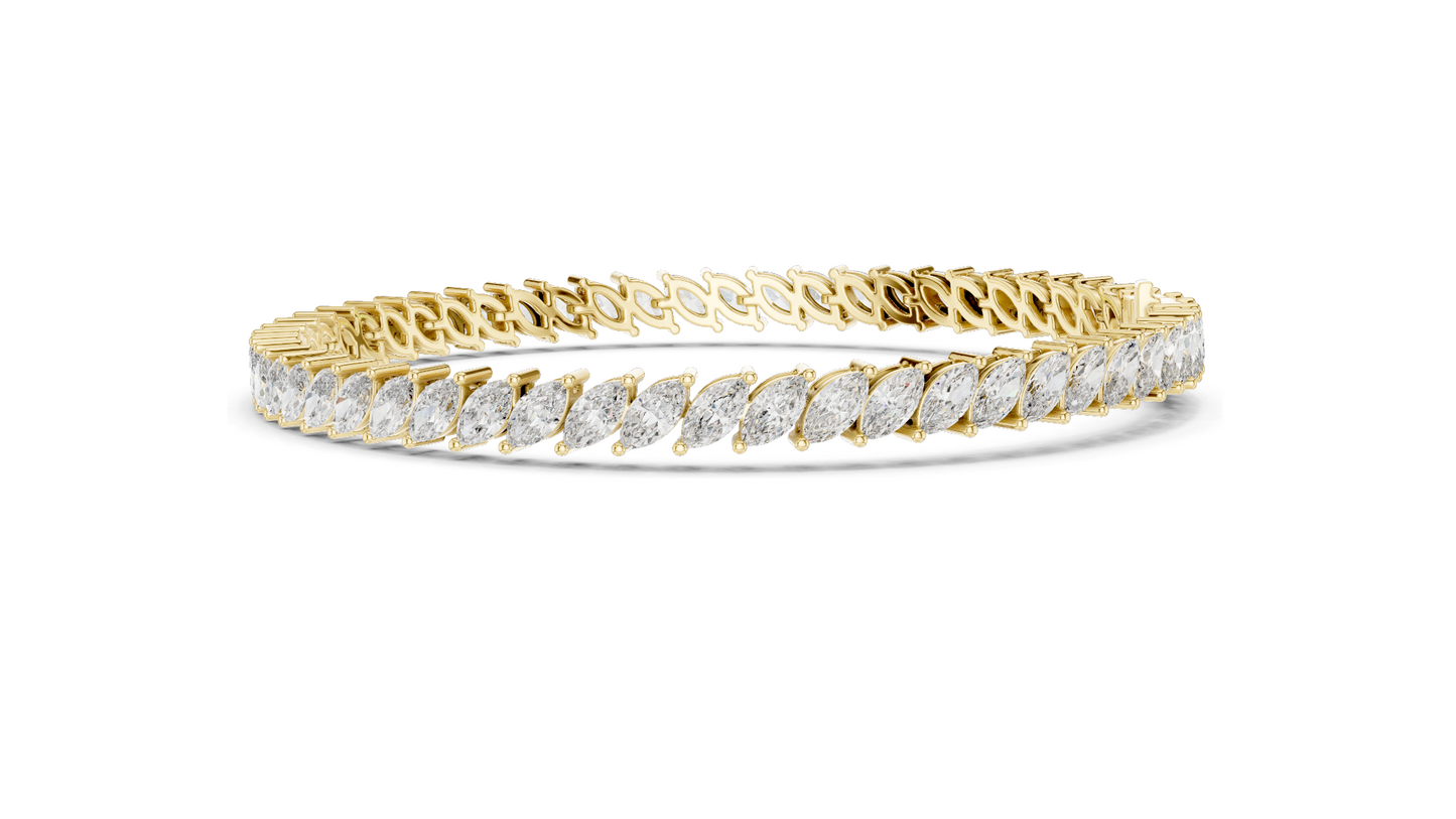 8.4 CT Lab-Grown VVS-VS EF CVD Diamond Tennis Bracelet | Marquise Cut | 18KT, 14KT, 10KT Gold & 925 Silver | Rose, Yellow, White Gold Options | Luxury Fine Jewelry