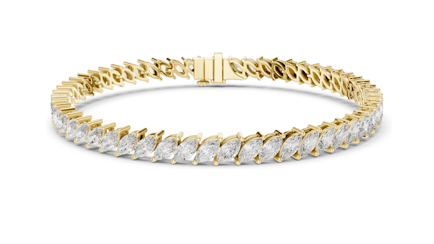 8.4 CT Lab-Grown VVS-VS EF CVD Diamond Tennis Bracelet | Marquise Cut | 18KT, 14KT, 10KT Gold & 925 Silver | Rose, Yellow, White Gold Options | Luxury Fine Jewelry