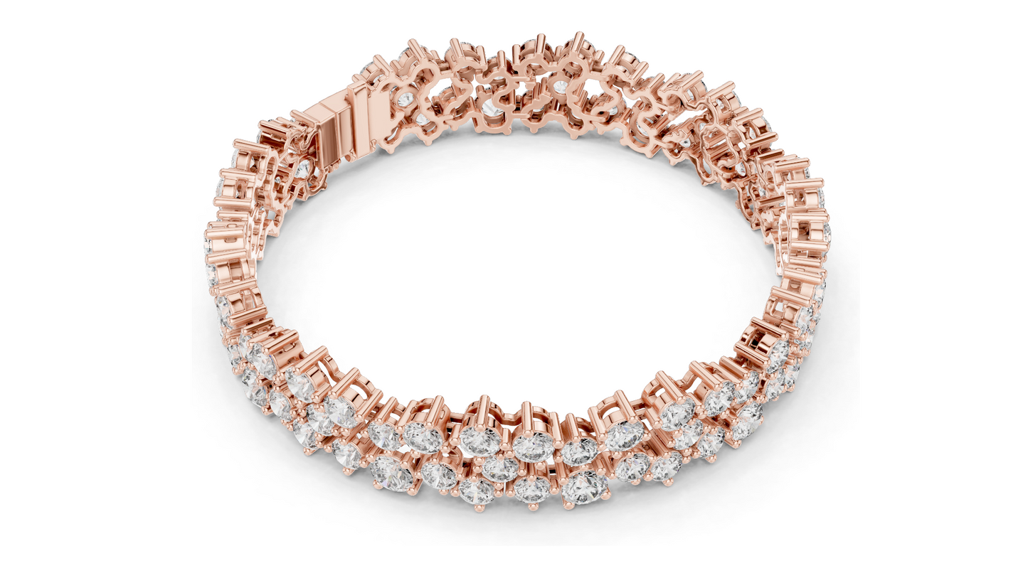 14.45 CT Lab Grown Diamond Tennis Bracelet | VVS-VS-EF CVD Diamond | 10KT, 14KT, 18KT Gold & 925 Silver | Rose, Yellow, White Gold Options | Luxury Fine Jewelry