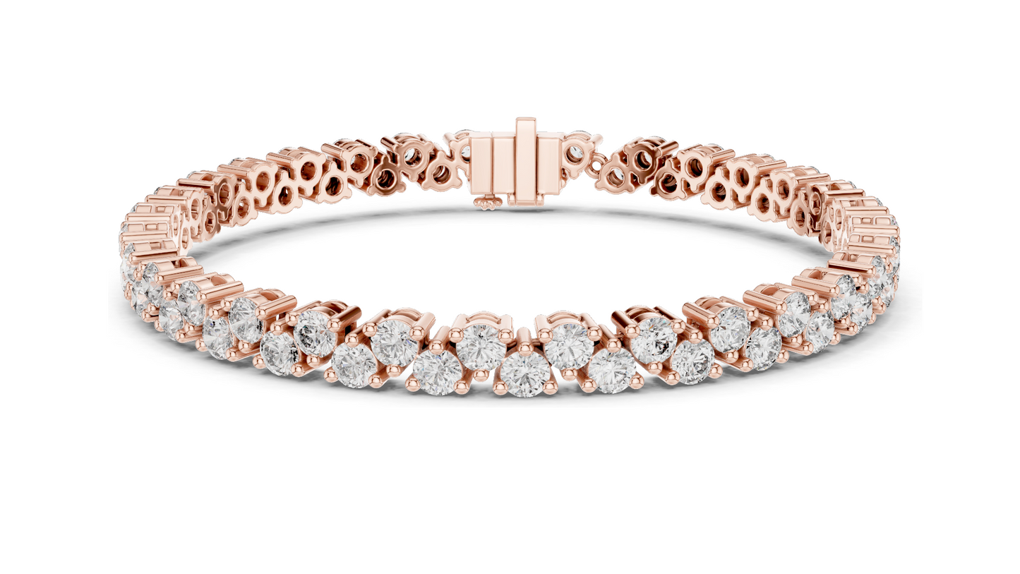 6.2 CT Lab-Created VVS-VS-EF CVD Diamond Tennis Bracelet | Round Brilliant Cut | 18KT, 14KT, 10KT Gold & 925 Silver | Rose, Yellow, White Gold Options | Luxury Fine Jewelry
