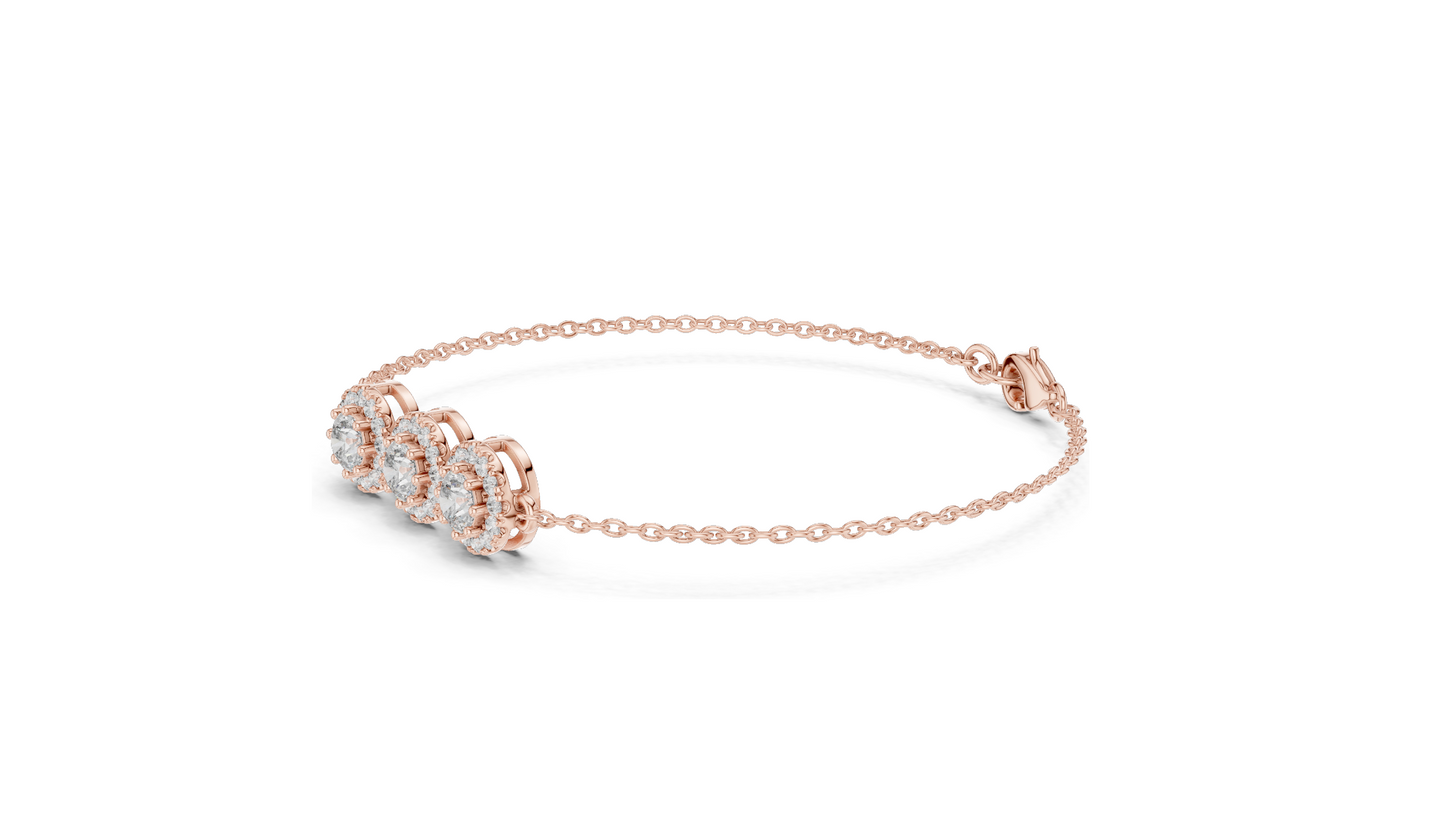 1.29ct Lab Grown Diamond 3-Stone Bracelet | VVS-VS EF CVD Diamonds | 18KT, 14KT, 10KT Gold & 925 Silver | Rose, Yellow, White Gold | Luxury Fine Jewelry