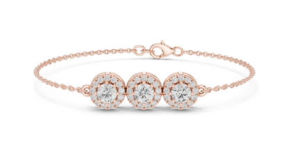 1.29ct Lab Grown Diamond 3-Stone Bracelet | VVS-VS EF CVD Diamonds | 18KT, 14KT, 10KT Gold & 925 Silver | Rose, Yellow, White Gold | Luxury Fine Jewelry