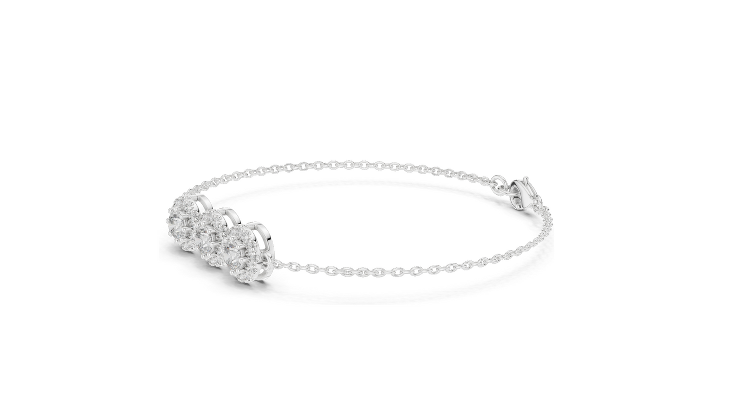 1.29ct Lab Grown Diamond 3-Stone Bracelet | VVS-VS EF CVD Diamonds | 18KT, 14KT, 10KT Gold & 925 Silver | Rose, Yellow, White Gold | Luxury Fine Jewelry