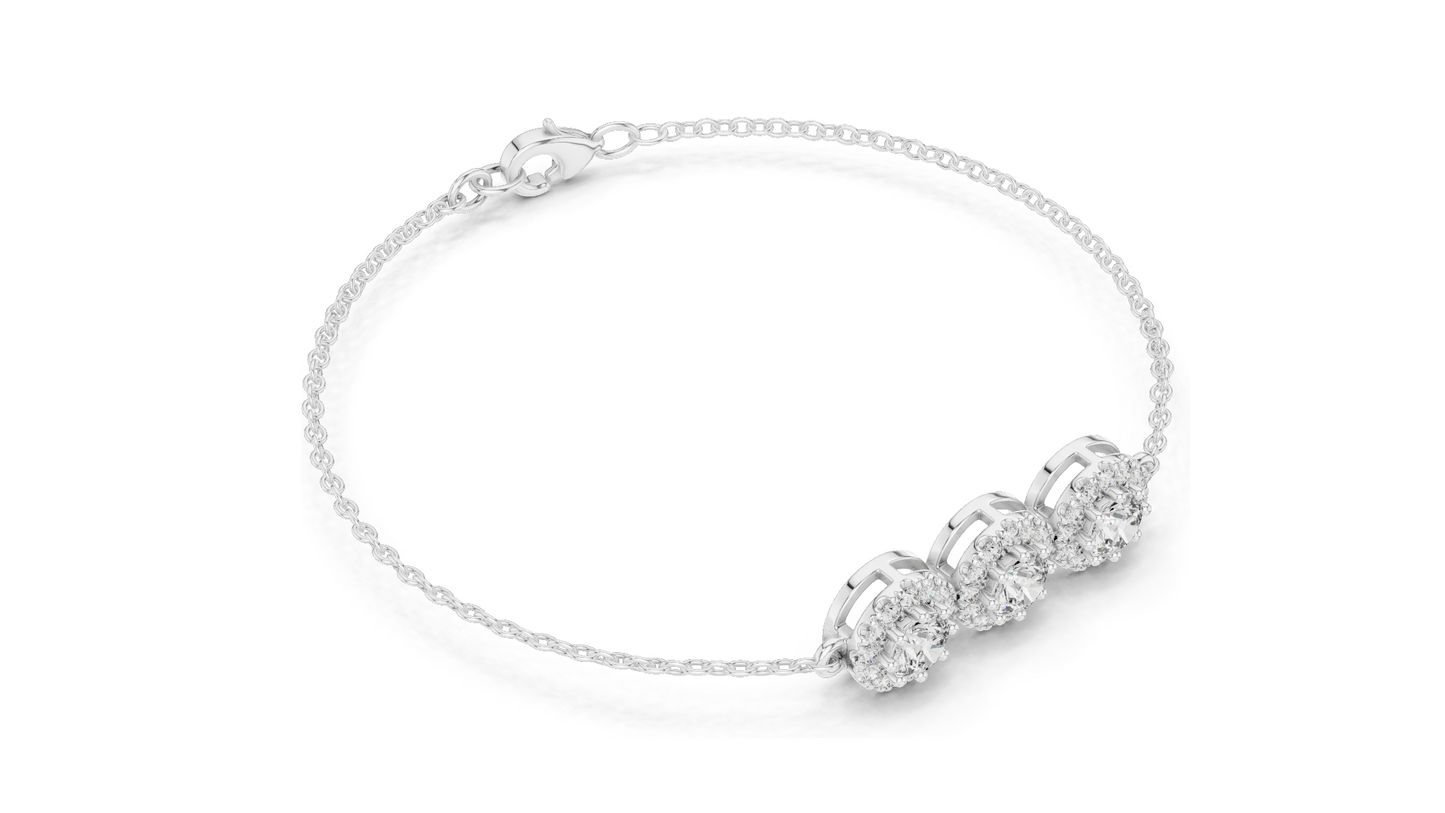 1.29ct Lab Grown Diamond 3-Stone Bracelet | VVS-VS EF CVD Diamonds | 18KT, 14KT, 10KT Gold & 925 Silver | Rose, Yellow, White Gold | Luxury Fine Jewelry
