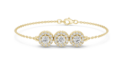 1.29ct Lab Grown Diamond 3-Stone Bracelet | VVS-VS EF CVD Diamonds | 18KT, 14KT, 10KT Gold & 925 Silver | Rose, Yellow, White Gold | Luxury Fine Jewelry