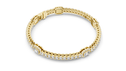 5.275 CT Lab Diamond Tennis Bracelet | Emerald & Round Brilliant Cut | 10KT, 14KT, 18KT Gold & 925 Silver | Rose, Yellow, White Gold Options | Luxury Fine Jewelry