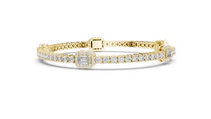 5.275 CT Lab Diamond Tennis Bracelet | Emerald & Round Brilliant Cut | 10KT, 14KT, 18KT Gold & 925 Silver | Rose, Yellow, White Gold Options | Luxury Fine Jewelry