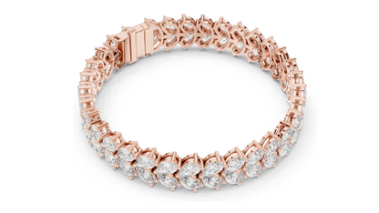 17.582 CT Lab-Created Diamond Tennis Bracelet | Pear-Cut VVS-VS EF CVD Diamonds | 18KT, 14KT, 10KT Gold & 925 Silver | Rose, Yellow, White Gold Options | Luxury Fine Jewelry