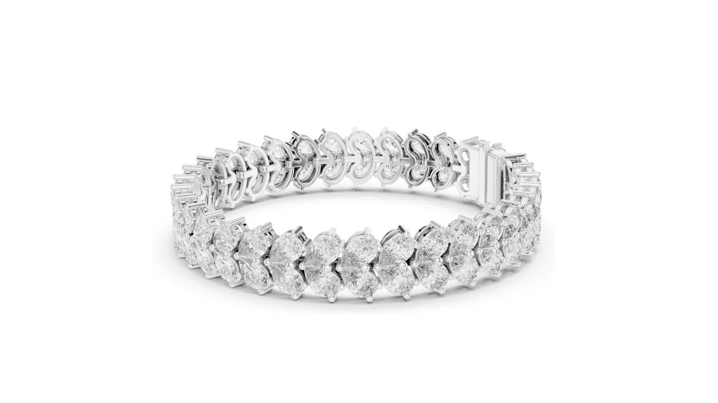 17.582 CT Lab-Created Diamond Tennis Bracelet | Pear-Cut VVS-VS EF CVD Diamonds | 18KT, 14KT, 10KT Gold & 925 Silver | Rose, Yellow, White Gold Options | Luxury Fine Jewelry