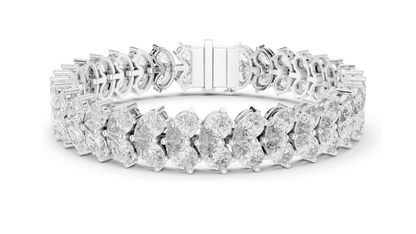 17.582 CT Lab-Created Diamond Tennis Bracelet | Pear-Cut VVS-VS EF CVD Diamonds | 18KT, 14KT, 10KT Gold & 925 Silver | Rose, Yellow, White Gold Options | Luxury Fine Jewelry