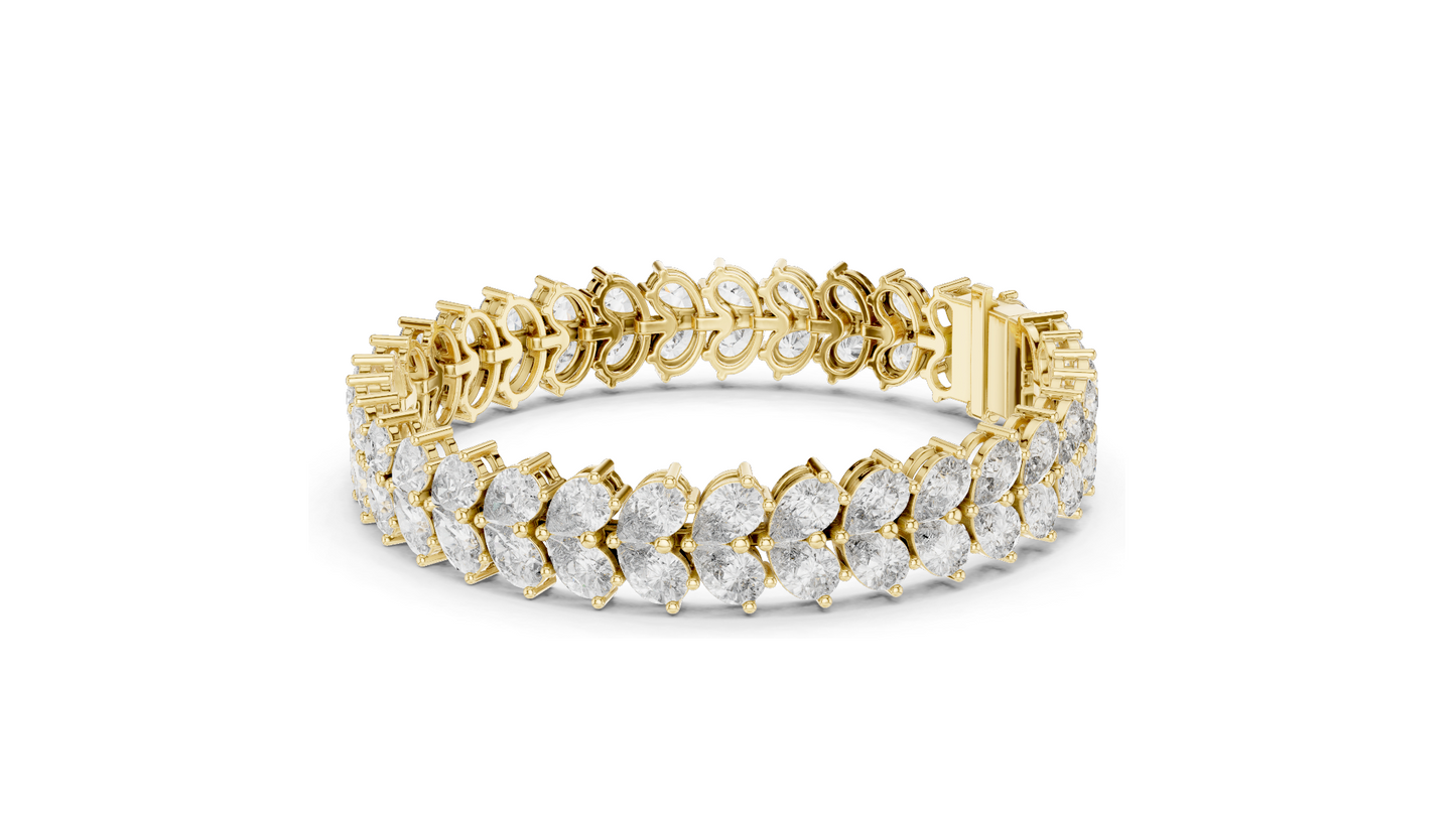 17.582 CT Lab-Created Diamond Tennis Bracelet | Pear-Cut VVS-VS EF CVD Diamonds | 18KT, 14KT, 10KT Gold & 925 Silver | Rose, Yellow, White Gold Options | Luxury Fine Jewelry