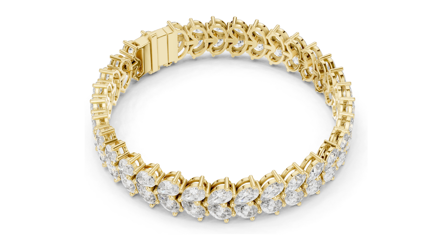17.582 CT Lab-Created Diamond Tennis Bracelet | Pear-Cut VVS-VS EF CVD Diamonds | 18KT, 14KT, 10KT Gold & 925 Silver | Rose, Yellow, White Gold Options | Luxury Fine Jewelry