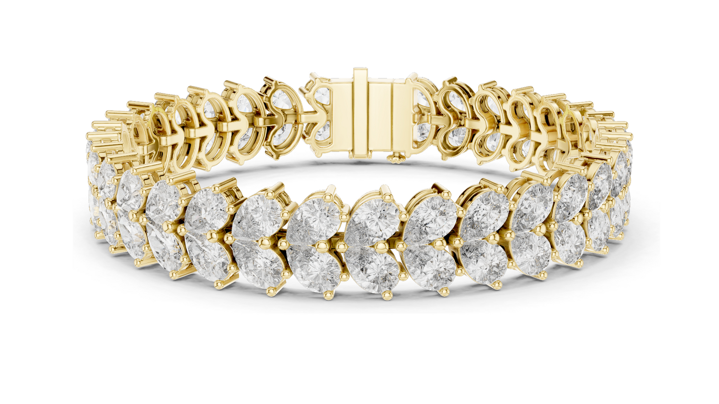 17.582 CT Lab-Created Diamond Tennis Bracelet | Pear-Cut VVS-VS EF CVD Diamonds | 18KT, 14KT, 10KT Gold & 925 Silver | Rose, Yellow, White Gold Options | Luxury Fine Jewelry