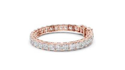 24.28 CT Princess-Cut Lab-Created Diamond Bracelet | VVS-VS EF CVD | 18KT, 14KT, 10KT Gold & 925 Silver | Moissanite Option | Rose, Yellow, White Gold