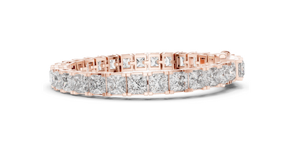24.28 CT Princess-Cut Lab-Created Diamond Bracelet | VVS-VS EF CVD | 18KT, 14KT, 10KT Gold & 925 Silver | Moissanite Option | Rose, Yellow, White Gold