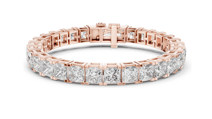 24.28 CT Princess-Cut Lab-Created Diamond Bracelet | VVS-VS EF CVD | 18KT, 14KT, 10KT Gold & 925 Silver | Moissanite Option | Rose, Yellow, White Gold