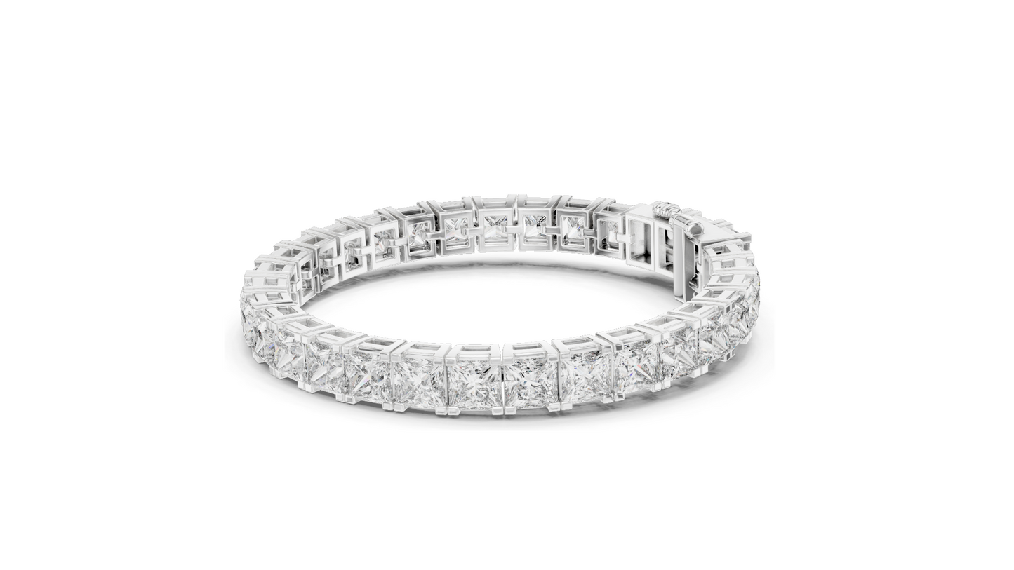 24.28 CT Princess-Cut Lab-Created Diamond Bracelet | VVS-VS EF CVD | 18KT, 14KT, 10KT Gold & 925 Silver | Moissanite Option | Rose, Yellow, White Gold