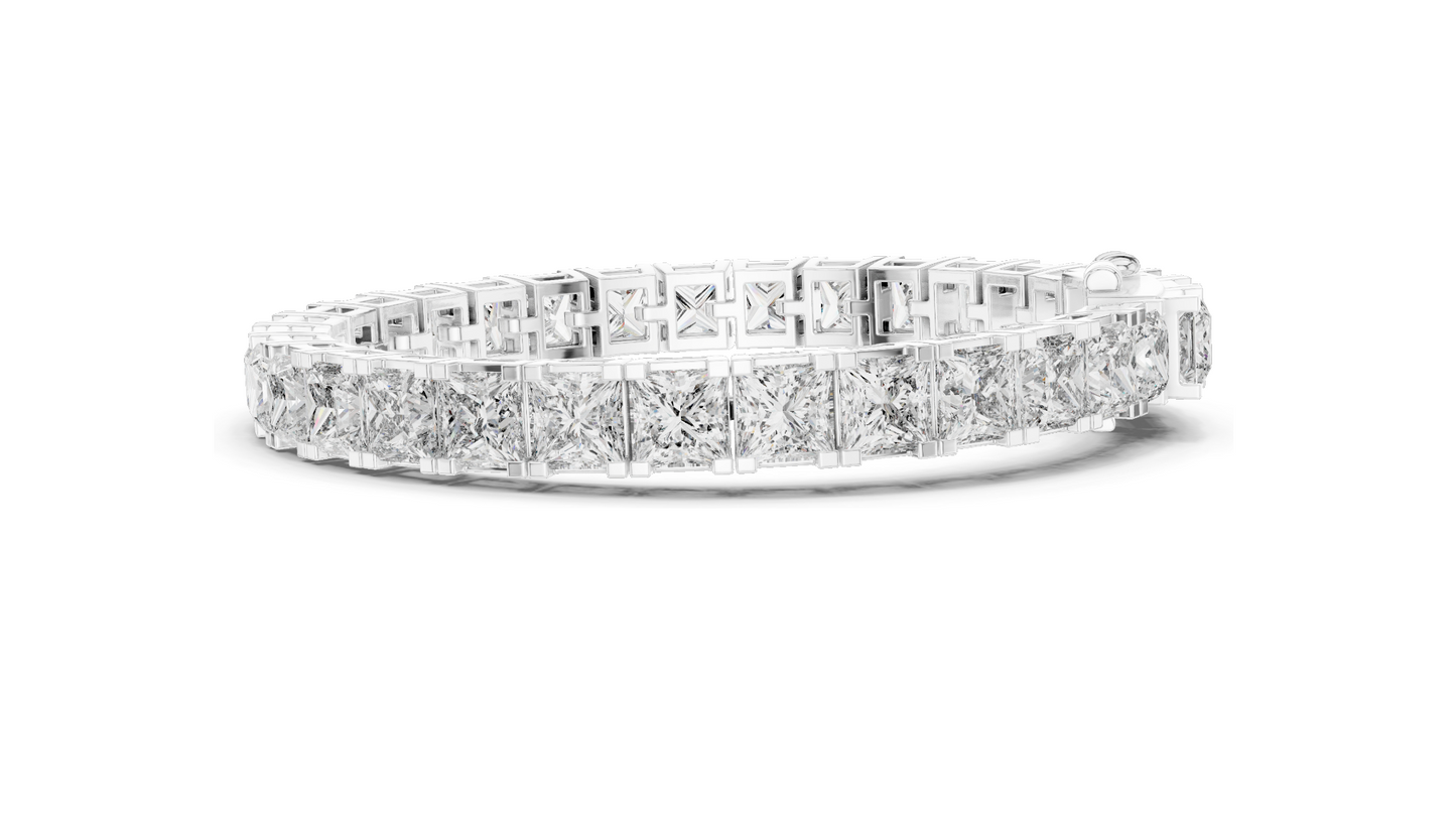 24.28 CT Princess-Cut Lab-Created Diamond Bracelet | VVS-VS EF CVD | 18KT, 14KT, 10KT Gold & 925 Silver | Moissanite Option | Rose, Yellow, White Gold